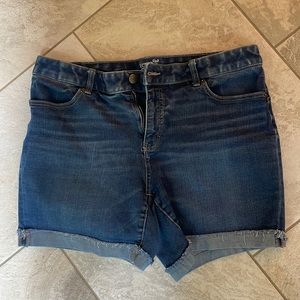 Terra & Sky Dark Wash Cuffed Jean Shorts 16W